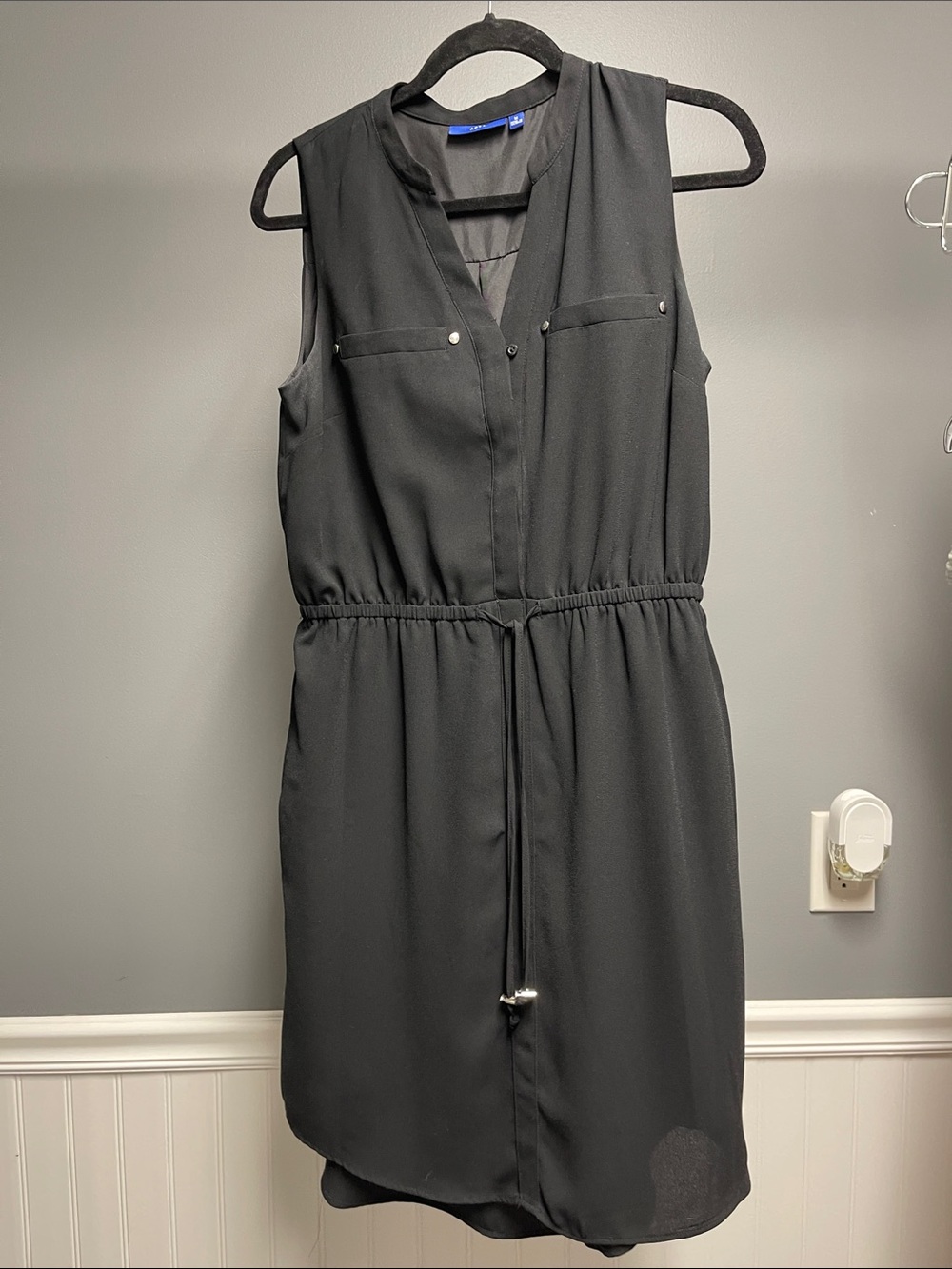 Apt. 9 Sleeveless Black Drawstring Shirt Dress